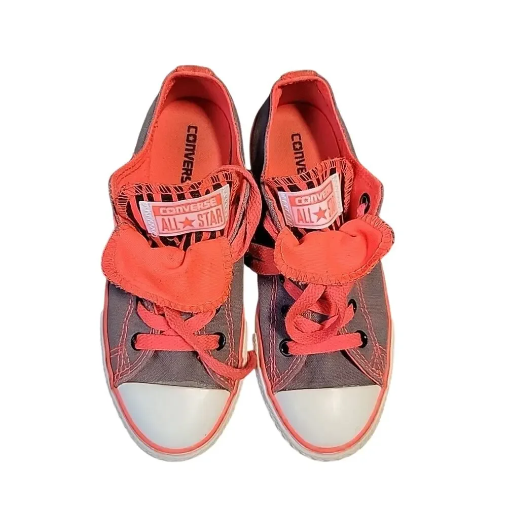 Converse Double Tongue Grey Orange Animal Print Junior Size 1
